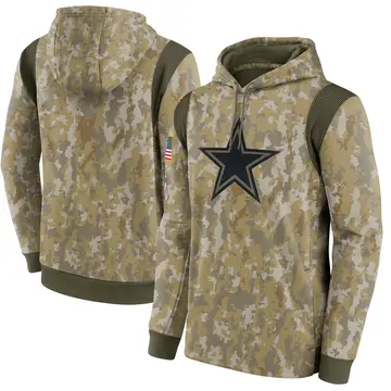 Custom Dallas Cowboys #00 Black 2020 Salute to Service Sideline Performance  Pullover Hoodie