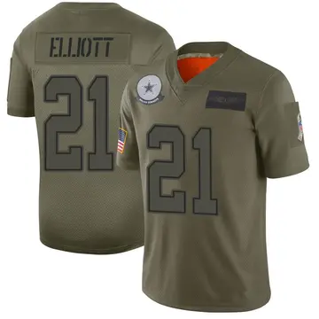 Youth Dallas Cowboys Ezekiel Elliott Camo 2019 Salute To Service Game Jersey  - Bluefink